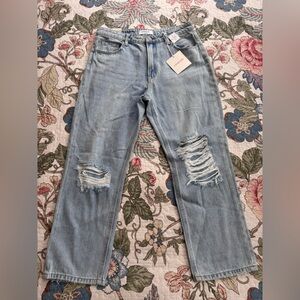 Lovervet By Vervet Ultra High Rise Distressed Straight Leg Jeans NWT
